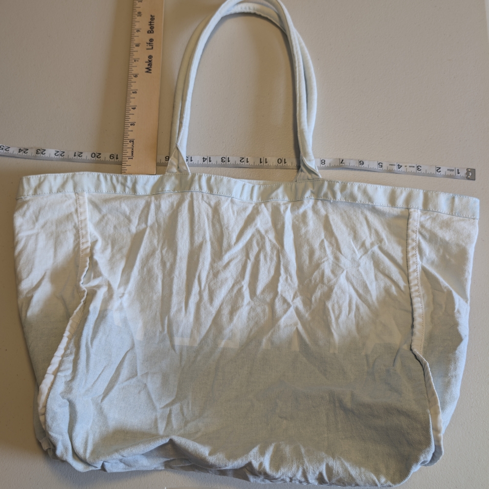 Athleta Ombre Blue and White Tote Bag O/S 100% Cotton - Picture 4 of 6
